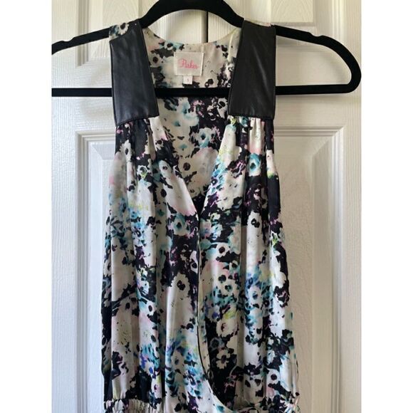 Parker Silk Floral Sleeveless Mini Wrap Dress S - Picture 3 of 5